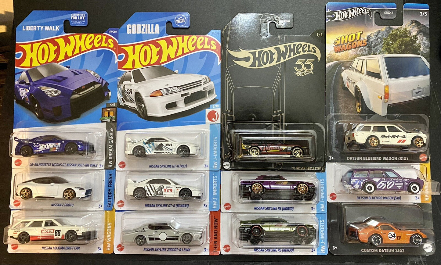 Hot Wheels Datsun Nissan JDM Assorted Mix x12 Cars - 2022 2023 2024 -Lot #5