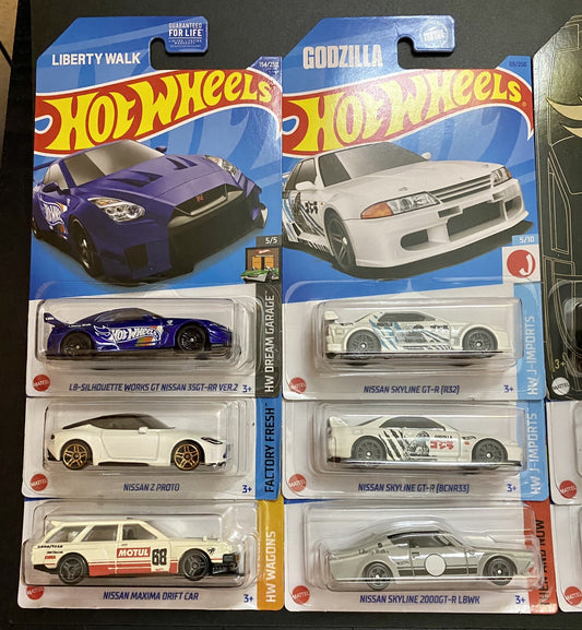 Hot Wheels Datsun Nissan JDM Assorted Mix x12 Cars - 2022 2023 2024 -Lot #5