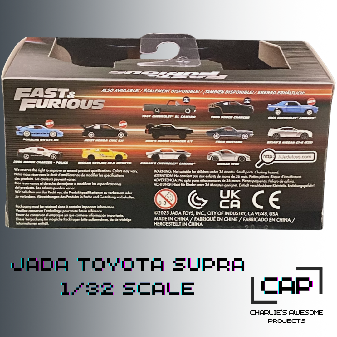 1995 Toyota Supra 1/32 SCALE JADA DIECAST- Fast & Furious - You Pick! -