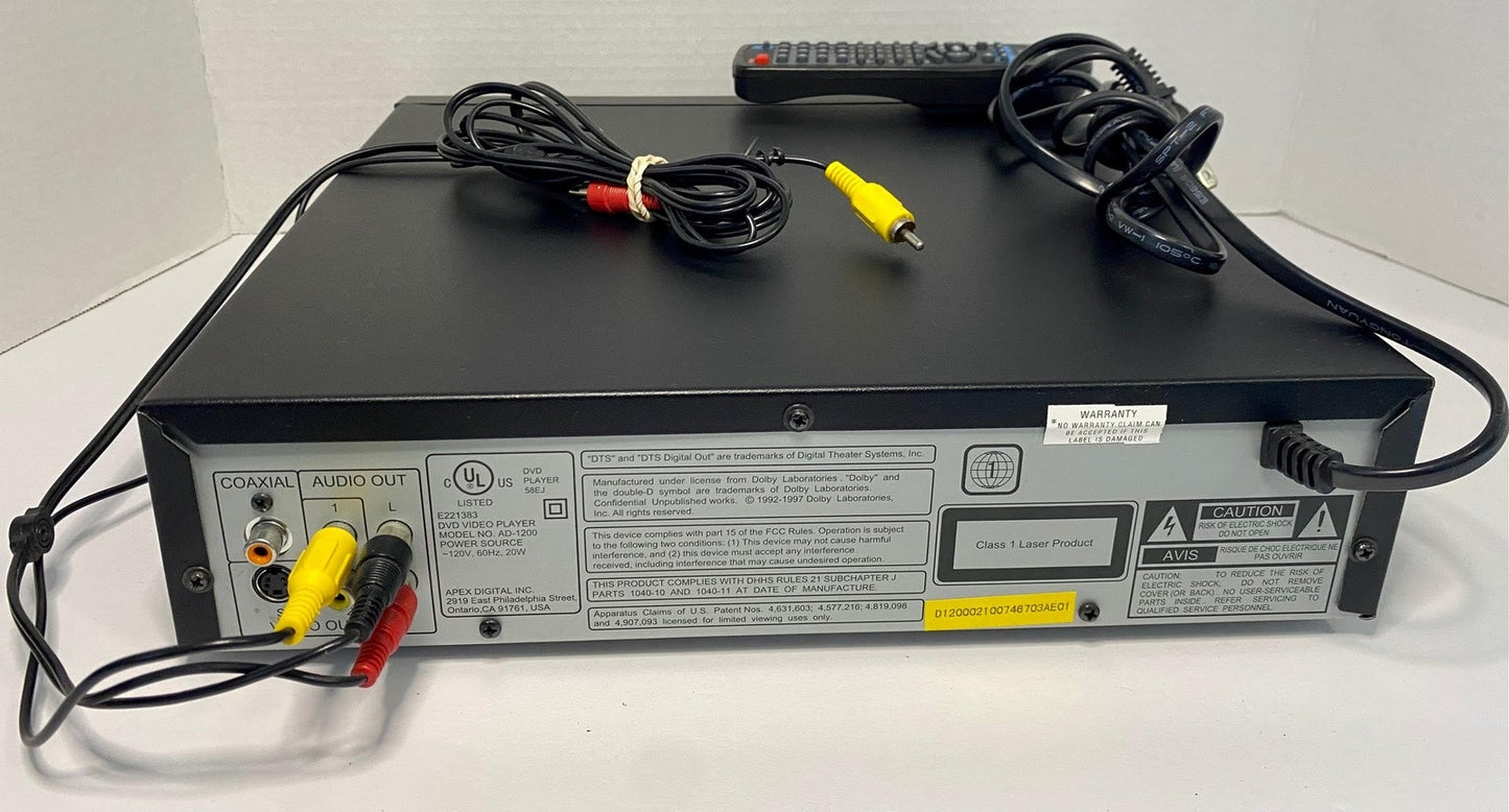 APEX AD-1200 DVD/CD/MP3 Digital Player with Remote