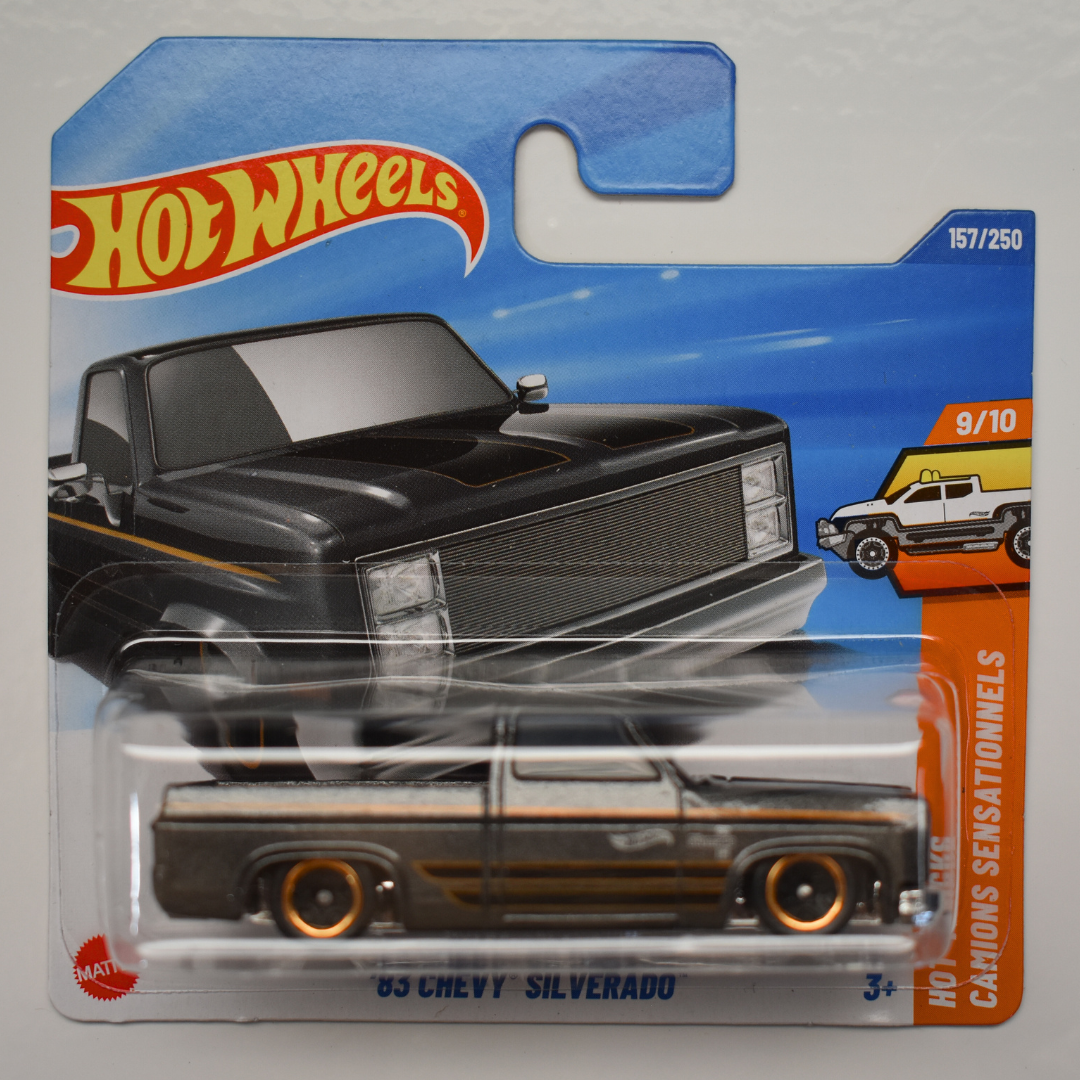 Chevy Silverado 83 Grey 20252 How Wheels Hot Trucks Short Card Collectible