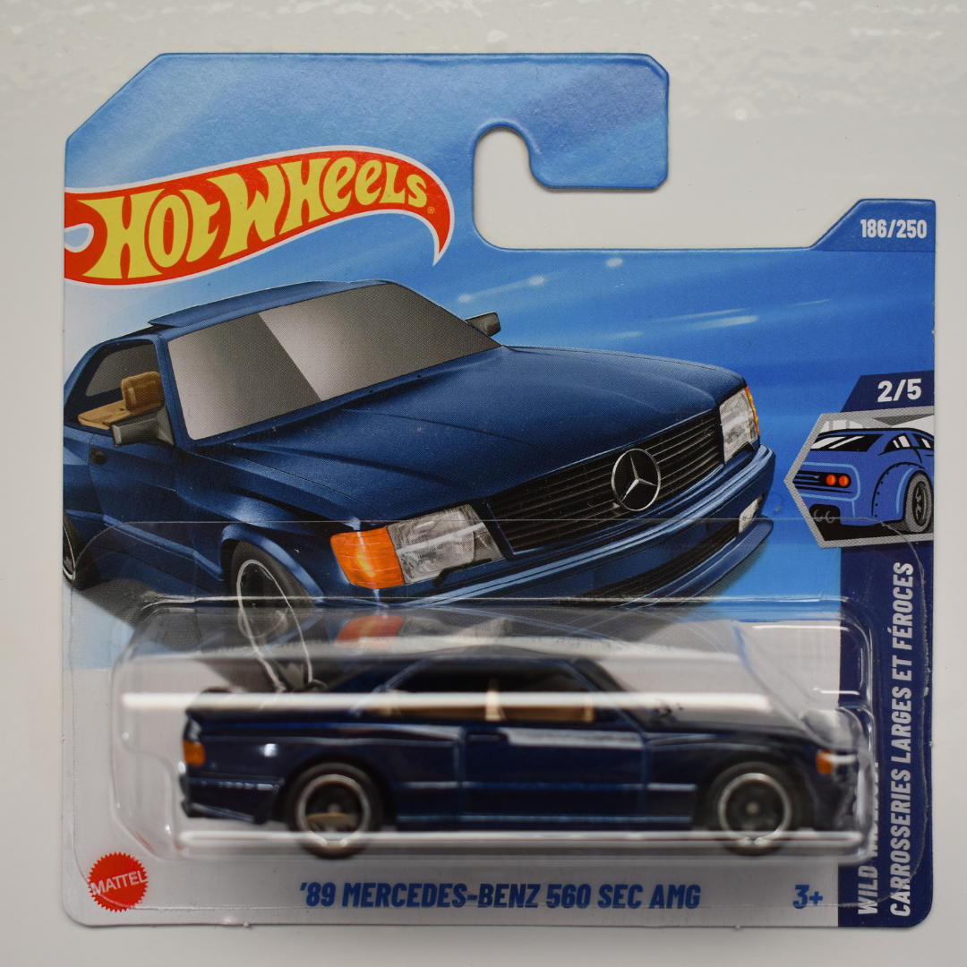 Mercedes-Benz 560 Sec AMG 89 Blue 2025 Hot Wheels Wild Widebody Short Card Collectible