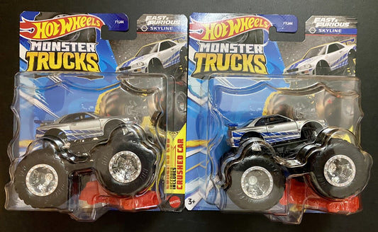 Hot Wheels Nissan Skyline GTR R34 Monster Trucks x2 Cars - Lot #16