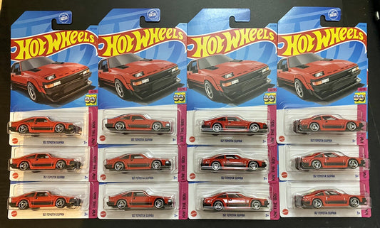 '82 TOYOTA SUPRA RED - 2023 Hot Wheels J Case x12 Cars - Lot #21