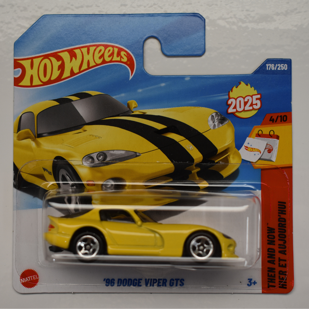 Dodge Viper GTS 96 Yellow 2025 Hot Wheels Then And Now Short Card Collectible