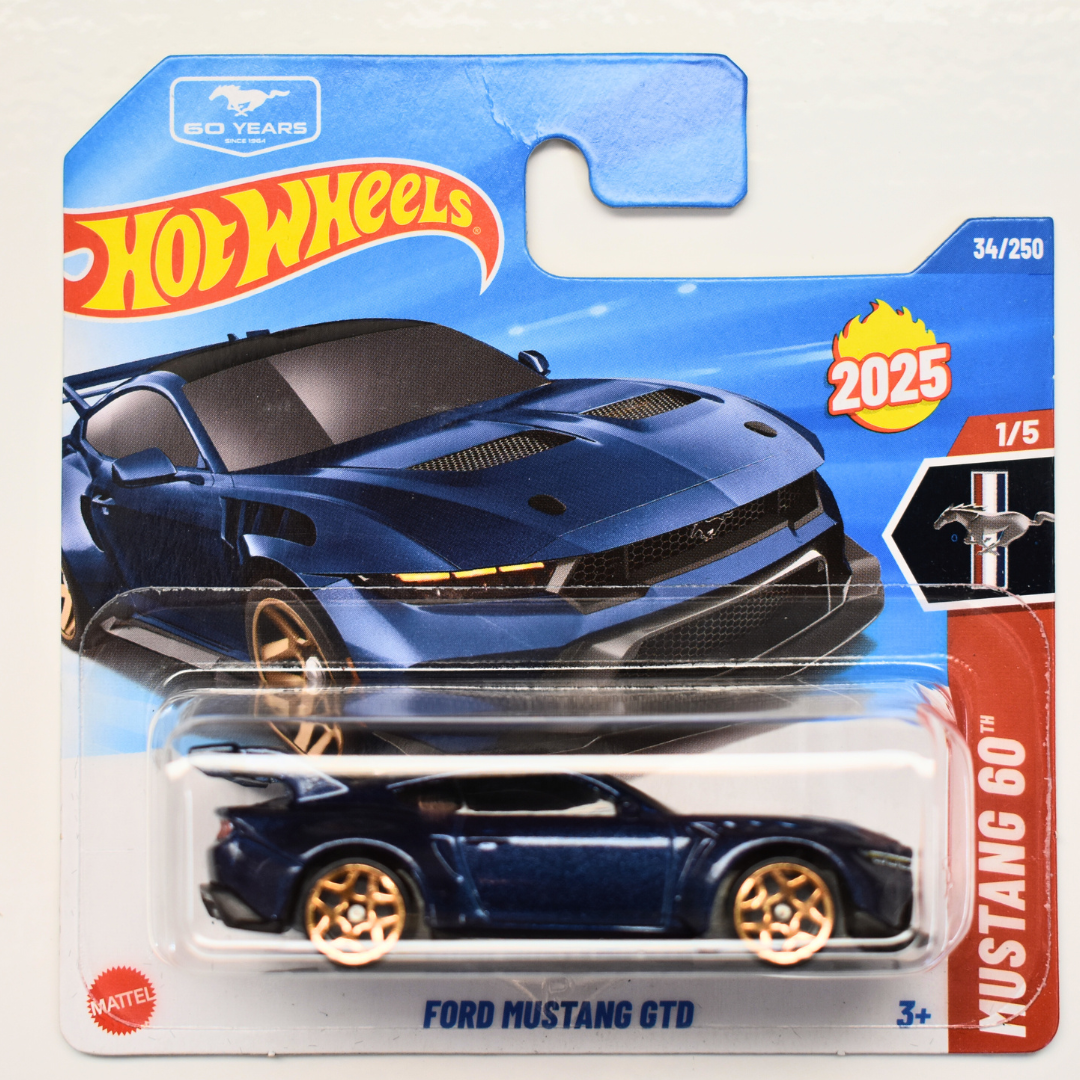Ford Mustang GTD Blue 2025 Hot Wheels Mustang 60 Short Card