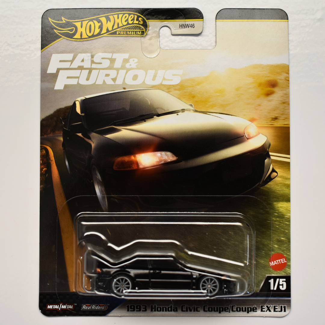 Honda Civic Coupe EX EJ1 1993 Black Heist 2025 Hot Wheels Premium Fast & Furious Collectible Car