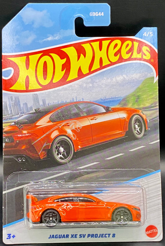 Jaguar XE SV Project 8 Orange Hot Wheels Luxury Sedans