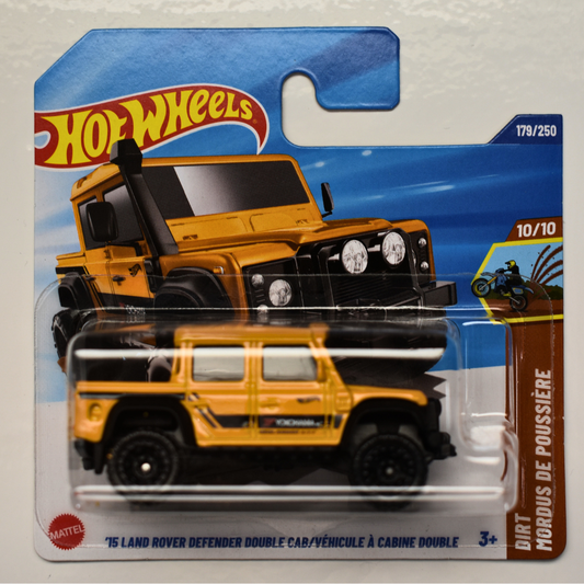 Land Rover Defender Double Cab 156 Yellow 2025 Hot Wheels Dirt Short Card Collectible