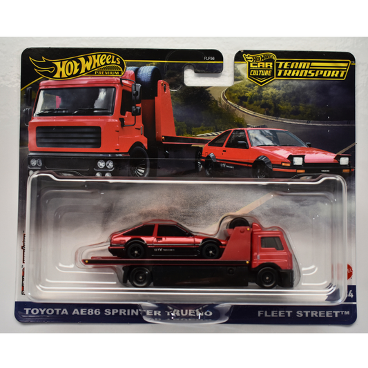 Toyota AE86 Sprinter Trueno & Fleet Street Team Transport Hot Wheels Premium Collectible